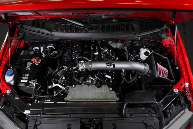 K&N 18-24 Ford F150 3.3L V6 Performance Air Intake System w/ Red Air Filter-Cold Air Intakes-Deviate Dezigns (DV8DZ9)