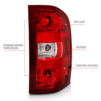 ANZO 2007-2013 Chevy Silverado Taillight Red/Clear Lens (OE Replacement)-Tail Lights-Deviate Dezigns (DV8DZ9)