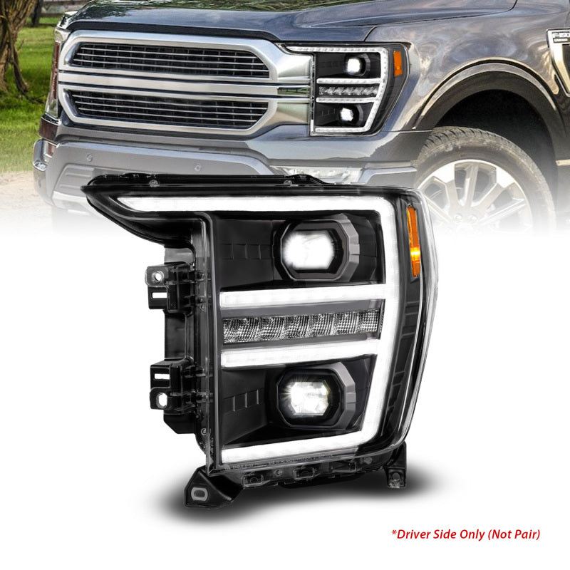 Anzo 21-23 Ford F150 LED Projector Headlight w/Switchback+Sequential - Black (Driver Side Only)-Headlights-Deviate Dezigns (DV8DZ9)