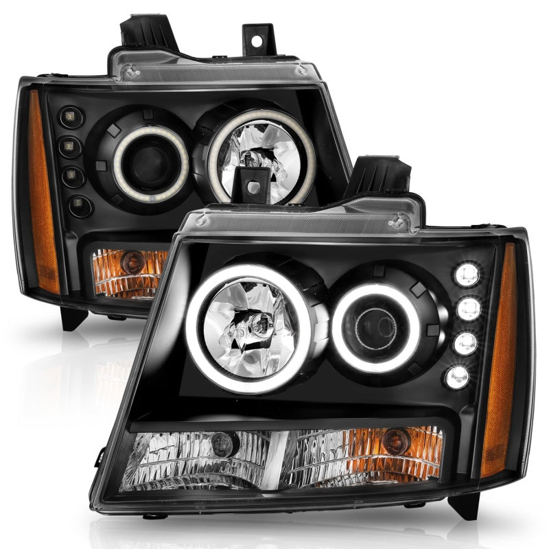 ANZO 2007-2013 Chevrolet Avalanche Projector Headlights w/ Halo Black (CCFL)-Headlights-Deviate Dezigns (DV8DZ9)