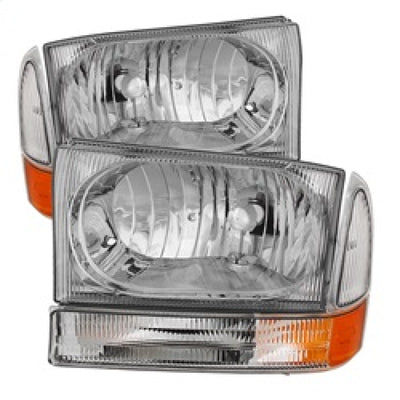 Xtune Ford F250/350/450 Superduty 99-04 Crystal Headlights w/ Bumper Lights HD-JH-FF25099-AM-C-Headlights-Deviate Dezigns (DV8DZ9)