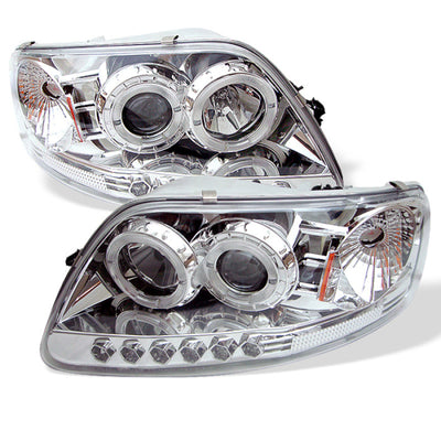 Spyder Ford F150 97-0 Projector - LED Halo Amber Reflctr LED Chome PRO-YD-FF15097-1P-AM-C-Headlights-Deviate Dezigns (DV8DZ9)