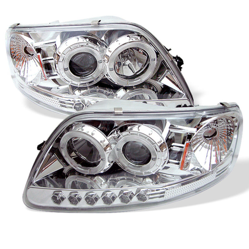 Spyder Ford F150 97-0 Projector - LED Halo Amber Reflctr LED Chome PRO-YD-FF15097-1P-AM-C-Headlights-Deviate Dezigns (DV8DZ9)