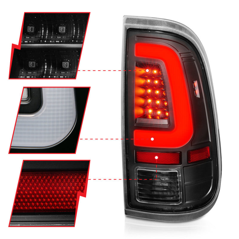 ANZO 2008-2016 Ford F-250 LED Taillights Black Housing Clear Lens (Pair)-Tail Lights-Deviate Dezigns (DV8DZ9)