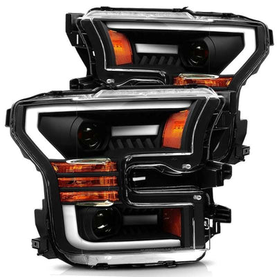 AlphaRex 15-17 Ford F-150 LUXX LED Projector Headlights Plank Style Black w/Activ Light/DRL-Headlights-Deviate Dezigns (DV8DZ9)