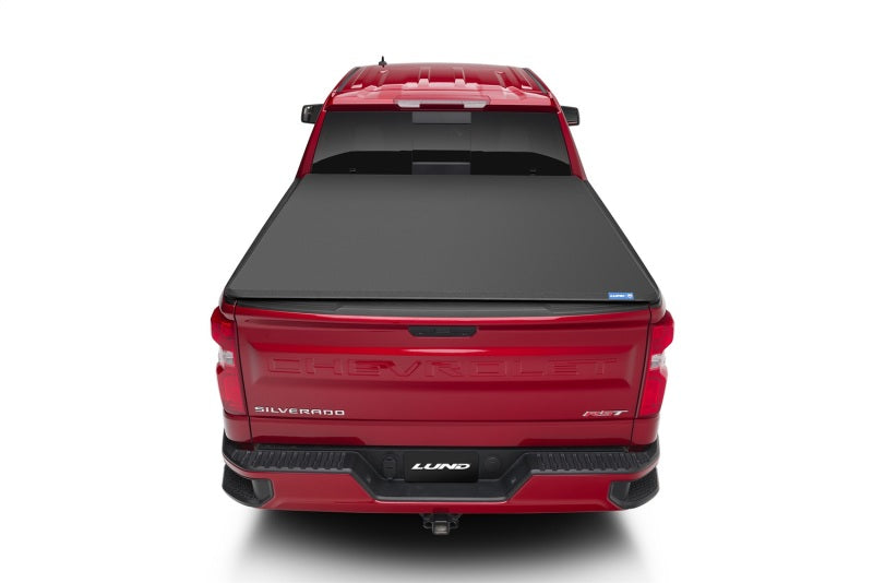 Lund 19-23 Chevrolet Silverado 1500 (5.5ft. Bed) Genesis Elite Tri-Fold Tonneau Cover - Black-Tonneau Covers - Soft Fold-Deviate Dezigns (DV8DZ9)