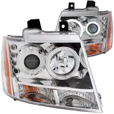 ANZO 2007-2013 Chevrolet Avalanche Projector Headlights w/ Halo Chrome-Headlights-Deviate Dezigns (DV8DZ9)