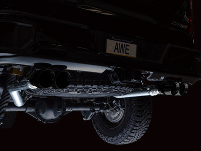 AWE Tuning 22-23 GMC Sierra 1500 AT4X 6.2L 0FG Catback Split Dual (Flat Bumper) - Diamond Black Tips-Catback-Deviate Dezigns (DV8DZ9)