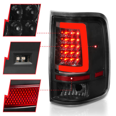 ANZO 2004-2006 Ford F-150 LED Tail Lights w/ Light Bar Black Housing Clear Lens-Tail Lights-Deviate Dezigns (DV8DZ9)