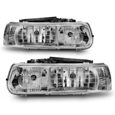 ANZO 1999-2002 Chevrolet Silverado 1500 Crystal Headlights Chrome-Headlights-Deviate Dezigns (DV8DZ9)