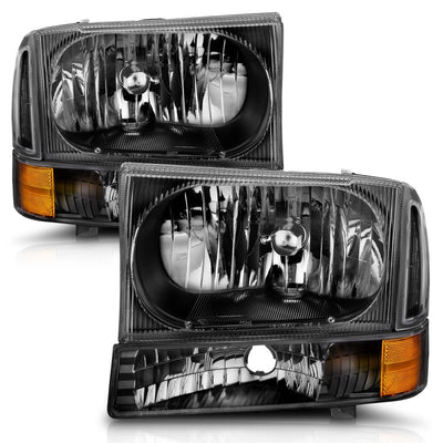 ANZO 2000-2004 Ford Excursion Crystal Headlights Black-Headlights-Deviate Dezigns (DV8DZ9)