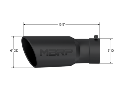 MBRP Universal Tip 6in OD 5in Inlet 15.5in Length 30 Deg Bend Angled Rolled End Black-Tips-Deviate Dezigns (DV8DZ9)