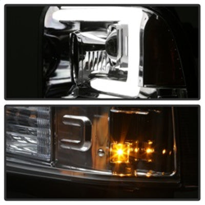 Spyder 05-07 Ford F250/350/450 SD Ver 2 Proj Headlights - Light Bar DRL - Black PRO-YD-FS05V2-LB-C-Headlights-Deviate Dezigns (DV8DZ9)