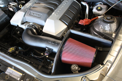 JLT 10-15 Chevrolet Camaro 6.2L Black Textured Cold Air Intake Kit w/Red Filter - Tune Req-Cold Air Intakes-Deviate Dezigns (DV8DZ9)
