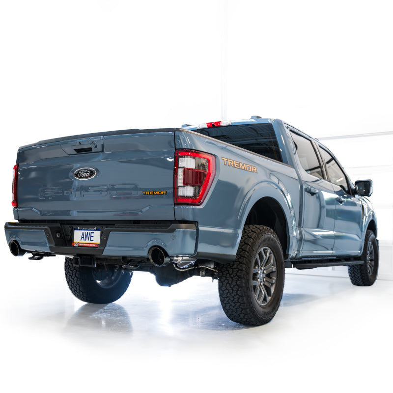 AWE Tuning 2021+ Ford F-150 Tremor (w/ Bumper Cutouts) 0FG Non-Resonated Catback -Diamond Black Tips-Catback-Deviate Dezigns (DV8DZ9)