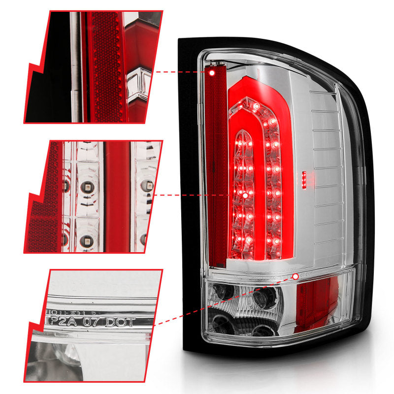 ANZO 2007-2013 Chevrolet Silverado 1500 LED Taillights Chrome-Tail Lights-Deviate Dezigns (DV8DZ9)