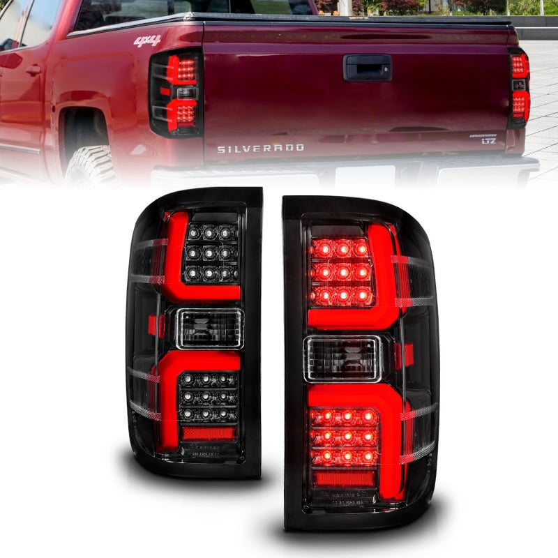 ANZO 15-19 Chevrolet Silverado 2500 HD/3500 HD LED Taillight w/ Sequential Black Housing/Clear Lens-Tail Lights-Deviate Dezigns (DV8DZ9)