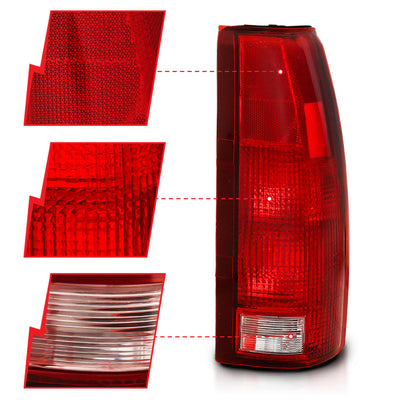 ANZO 1988-1999 Chevy C1500 Taillight Red/Clear Lens (OE Replacement)-Tail Lights-Deviate Dezigns (DV8DZ9)