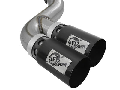 aFe Rebel XD 4in SS DPF-Back Exhaust 17-18 FOrd Diesel Trucks V8-6.7L (td) w/ Dual Black Tips-DPF Back-Deviate Dezigns (DV8DZ9)