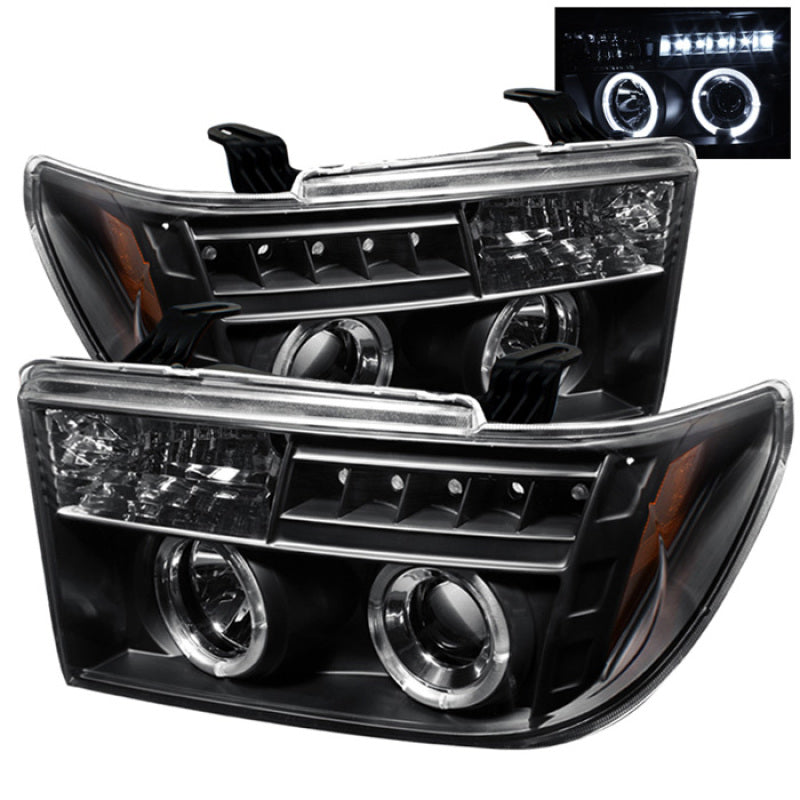 Spyder Toyota Tundra 07-133 Projector Headlights LED Halo LED Blk PRO-YD-TTU07-HL-BK-Headlights-Deviate Dezigns (DV8DZ9)