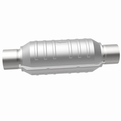 MagnaFlow Conv Univ 2.5in Inlet/Outlet Center/Center Round 11in Body L x 5.125in W x 15in Overall L-Catalytic Converter Universal-Deviate Dezigns (DV8DZ9)