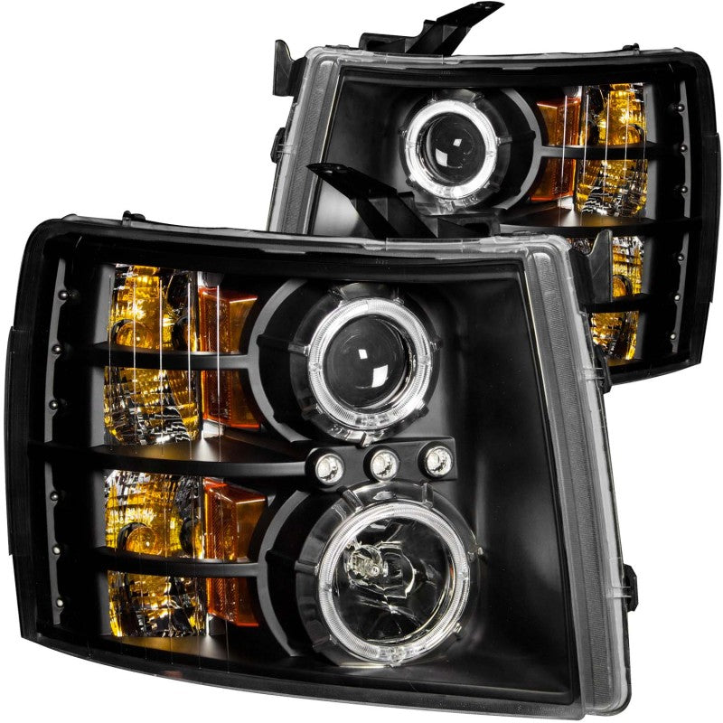 ANZO 2007-2013 Chevrolet Silverado 1500 Projector Headlights w/ Halo Black-Headlights-Deviate Dezigns (DV8DZ9)