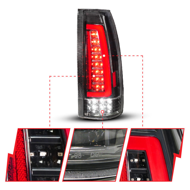 ANZO 88-99 Chevy/GMC C/K1500/2500/3500 Full LED Light Tube Taillights Black Housing Clear Lens-Tail Lights-Deviate Dezigns (DV8DZ9)