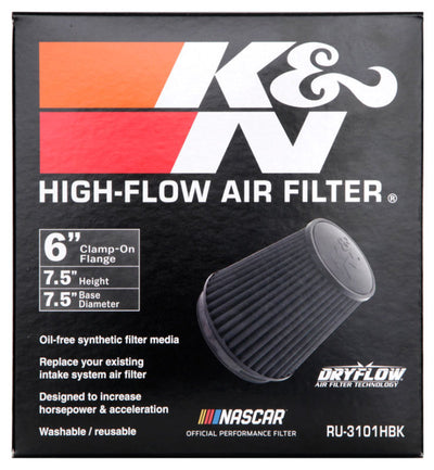 K&N Universal Rubber Filter Round Tapered 6in Flange ID x 7.5in Base OD x 5.25in Top OD x 8in Height-Air Filters - Universal Fit-Deviate Dezigns (DV8DZ9)