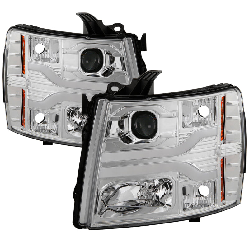 Spyder Chevy Silverado 1500 07-13 Version 3 Projector Headlights - Chrome PRO-YD-CS07V3-LBDRL-C-Headlights-Deviate Dezigns (DV8DZ9)