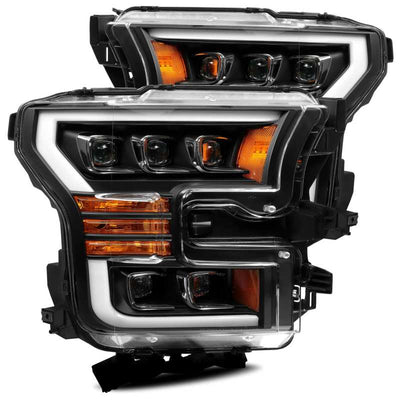 AlphaRex 17-20 Ford Raptor NOVA LED Proj Headlights Plank Style Matte Black w/Activ Light/Seq Signal-Headlights-Deviate Dezigns (DV8DZ9)