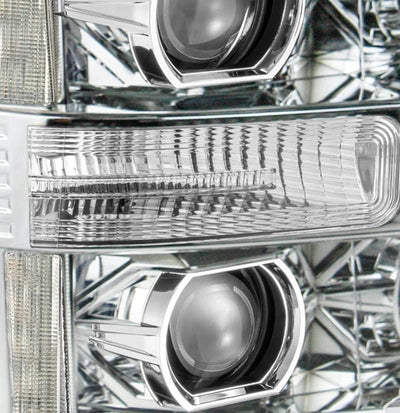 AlphaRex 11-16 Ford F-250 SD PRO-Series Projector Headlights Plank Style Design Chrome w/Seq Signal-Headlights-Deviate Dezigns (DV8DZ9)