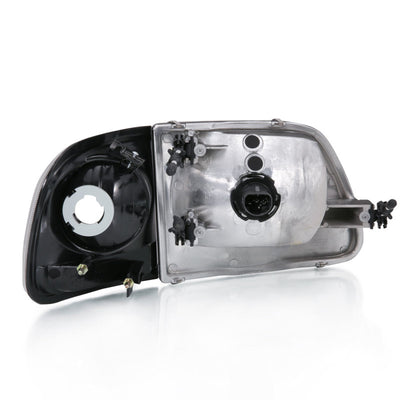 ANZO 1997-2003 Ford F150 Crystal Headlight Black w/ Parking Light-Headlights-Deviate Dezigns (DV8DZ9)