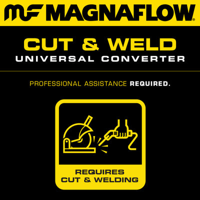 MagnaFlow Conv Univ 2.25in Inlet/Outlet Center/Center Round 9in Body L x 5.125in W x 13in Overall L-Catalytic Converter Universal-Deviate Dezigns (DV8DZ9)