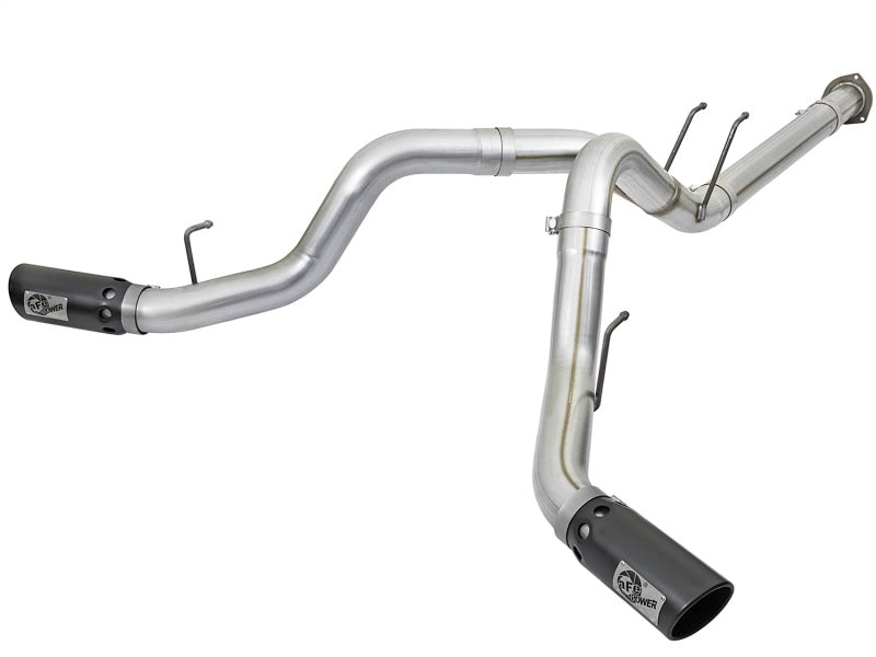 aFe ATLAS 4in DPF-Back Alum Steel Exhaust System w/Black Tip 2017 Ford Diesel Trucks V8-6.7L (td)-DPF Back-Deviate Dezigns (DV8DZ9)