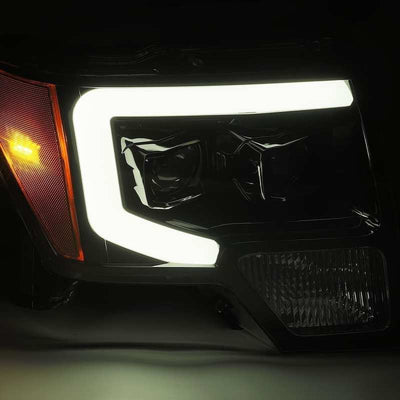 AlphaRex 09-14 Ford F-150 LUXX LED Proj Headlights Plank Style Black w/Activ Light/Seq Signal/DRL-Headlights-Deviate Dezigns (DV8DZ9)