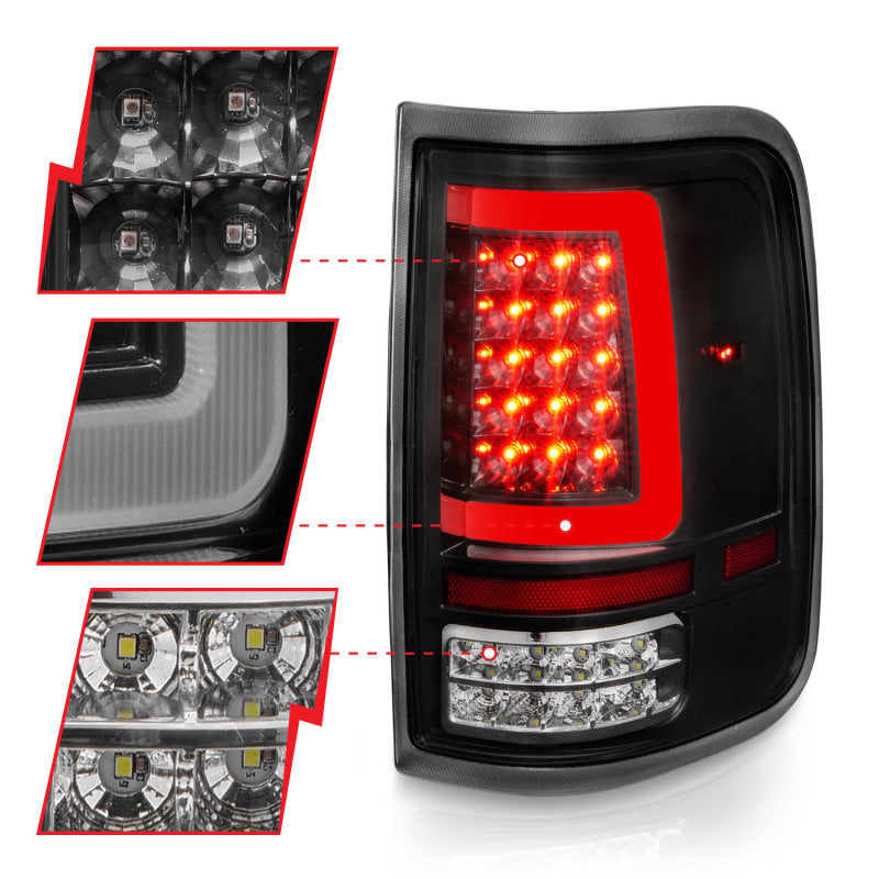 ANZO 2004-2006 Ford F-150 LED Tail Lights w/ Light Bar Black Housing Clear Lens-Tail Lights-Deviate Dezigns (DV8DZ9)