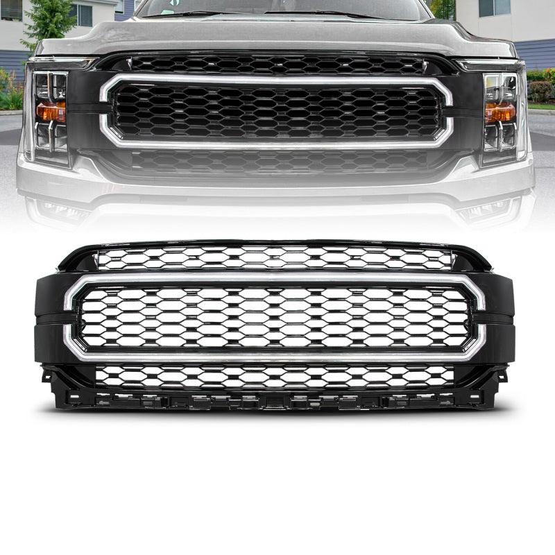 Anzo 21-23 Ford F150 Black Housing Full LED Light Tube Front Grille-Headlights-Deviate Dezigns (DV8DZ9)