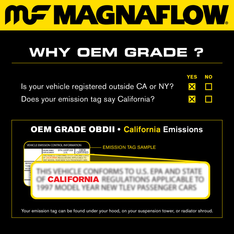 MagnaFlow Conv Univ 2.5in Inlet/Outlet Center/Center Oval 12in Body L x 6.5in W x 16in Overall L-Catalytic Converter Universal-Deviate Dezigns (DV8DZ9)
