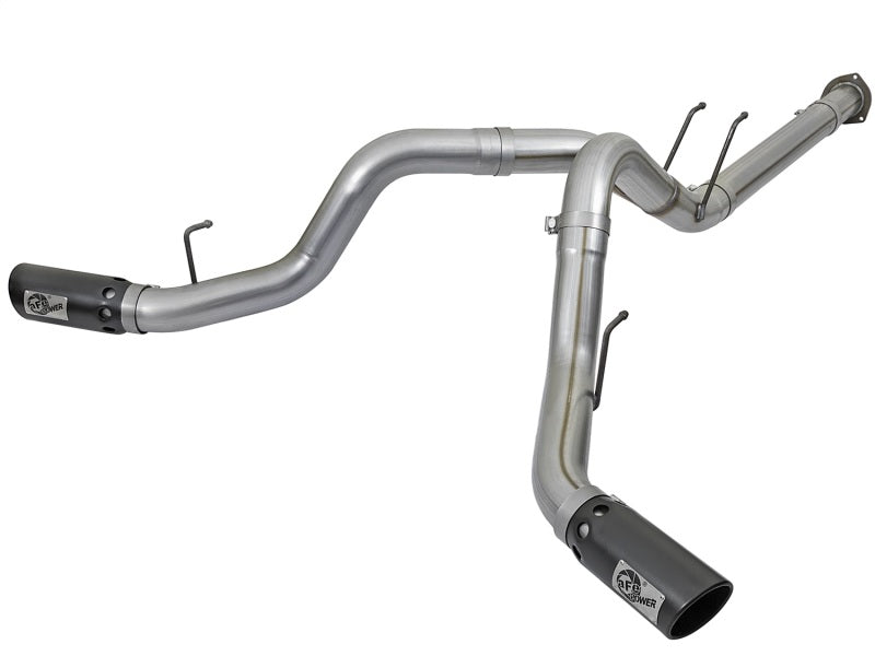 aFe Large Bore-HD 4in 409 Stainless Steel DPF-Back Exhaust w/Black Tip 2017 Ford Diesel V8 6.7L (td)-DPF Back-Deviate Dezigns (DV8DZ9)