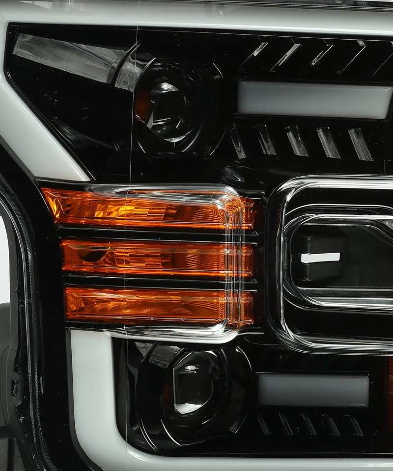 AlphaRex 15-17 Ford F-150 PRO-Series Proj Headlights Plank Style Gloss Blk w/Activ Light/Seq Signal-Headlights-Deviate Dezigns (DV8DZ9)