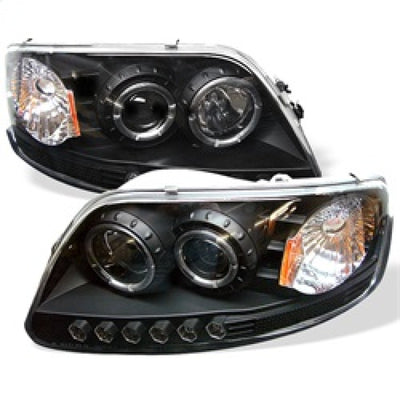 Spyder Ford F150 97-03 Projector - LED Halo Amber Reflctr LED Blk PRO-YD-FF15097-1P-AM-BK-Headlights-Deviate Dezigns (DV8DZ9)