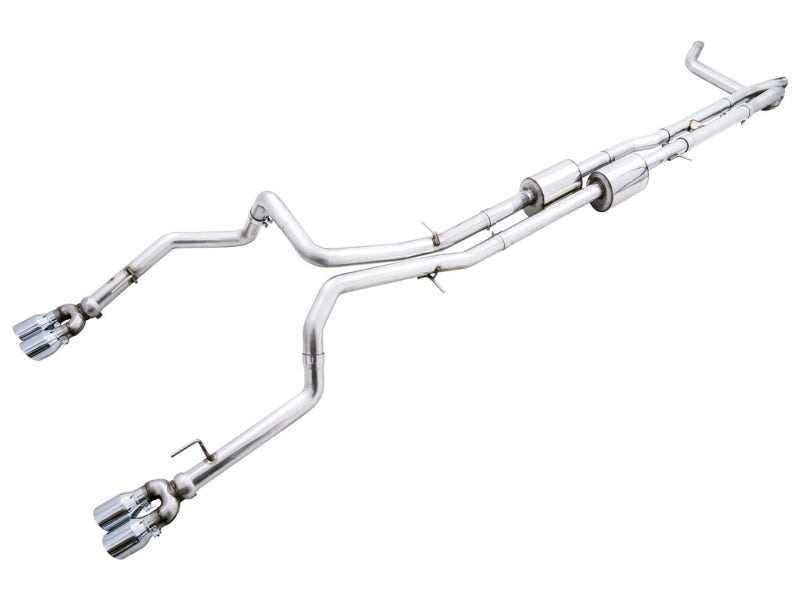 AWE Tuning 22-23 GMC Sierra 1500 AT4X 6.2L 0FG Catback Split Dual (Flat Bumper) - Chrome Silver Tips-Catback-Deviate Dezigns (DV8DZ9)