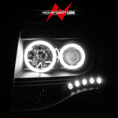 ANZO 2007-2014 Ford Expedition Projector Headlights w/ Halo Black-Headlights-Deviate Dezigns (DV8DZ9)