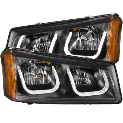 ANZO 2003-2006 Chevrolet Silverado 1500 Projector Headlights w/ U-Bar Black-Headlights-Deviate Dezigns (DV8DZ9)