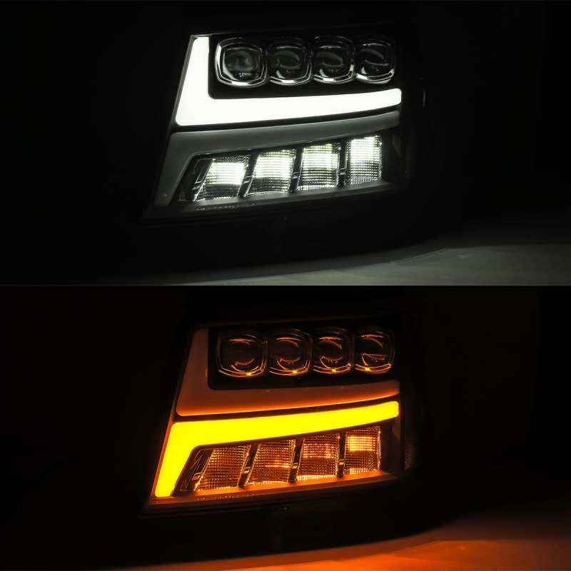 AlphaRex 07-13 Chevy Avalanche NOVA LED Proj Headlights Plank Style Matte Black w/Activ Light/DRL-Headlights-Deviate Dezigns (DV8DZ9)