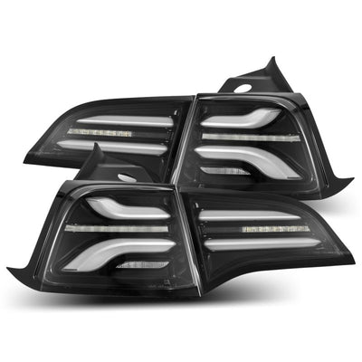 AlphaRex 17-22 Tesla Model 3 PRO-Series LED Tail Lights Jet Black w/Seq Sig-Tail Lights-Deviate Dezigns (DV8DZ9)