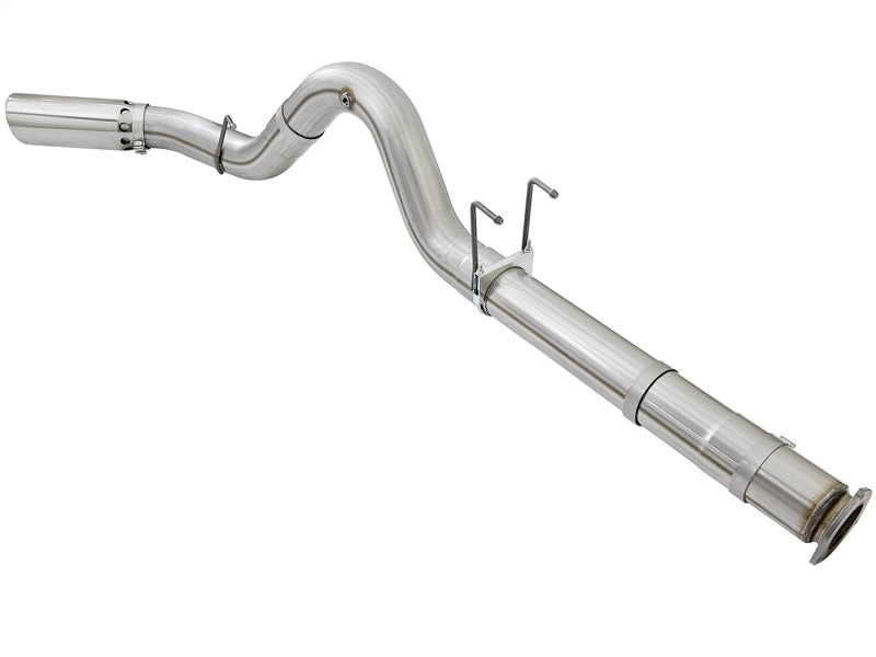 aFe ATLAS 5in DPF-Back Alum Steel Exhaust System w/Polished Tip 2017 Ford Diesel Trucks V8-6.7L (td)-DPF Back-Deviate Dezigns (DV8DZ9)