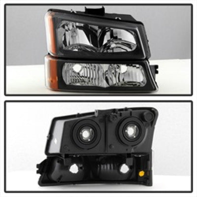 Xtune Chevy Silverado 2500HD 03-06 Crystal Headlights w/ Bumper Lights Black HD-JH-CSIL03-AM-BK-SET-Headlights-Deviate Dezigns (DV8DZ9)