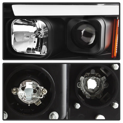 Spyder 02-05 Dodge Ram 1500 Light Bar Projector Headlights - Black (PRO-YD-DR02V2-LB-BK)-Headlights-Deviate Dezigns (DV8DZ9)