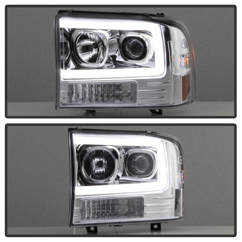 Spyder 99-04 Ford F-250 Super Duty Light Bar Projector Headlights - Chrome (PRO-YD-FF25099V2-LB-C)-Headlights-Deviate Dezigns (DV8DZ9)